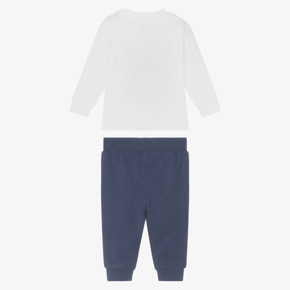 Ralph Lauren-Baby Boys White Cotton Varsity Logo Trouser Set | Childrensalon Outlet