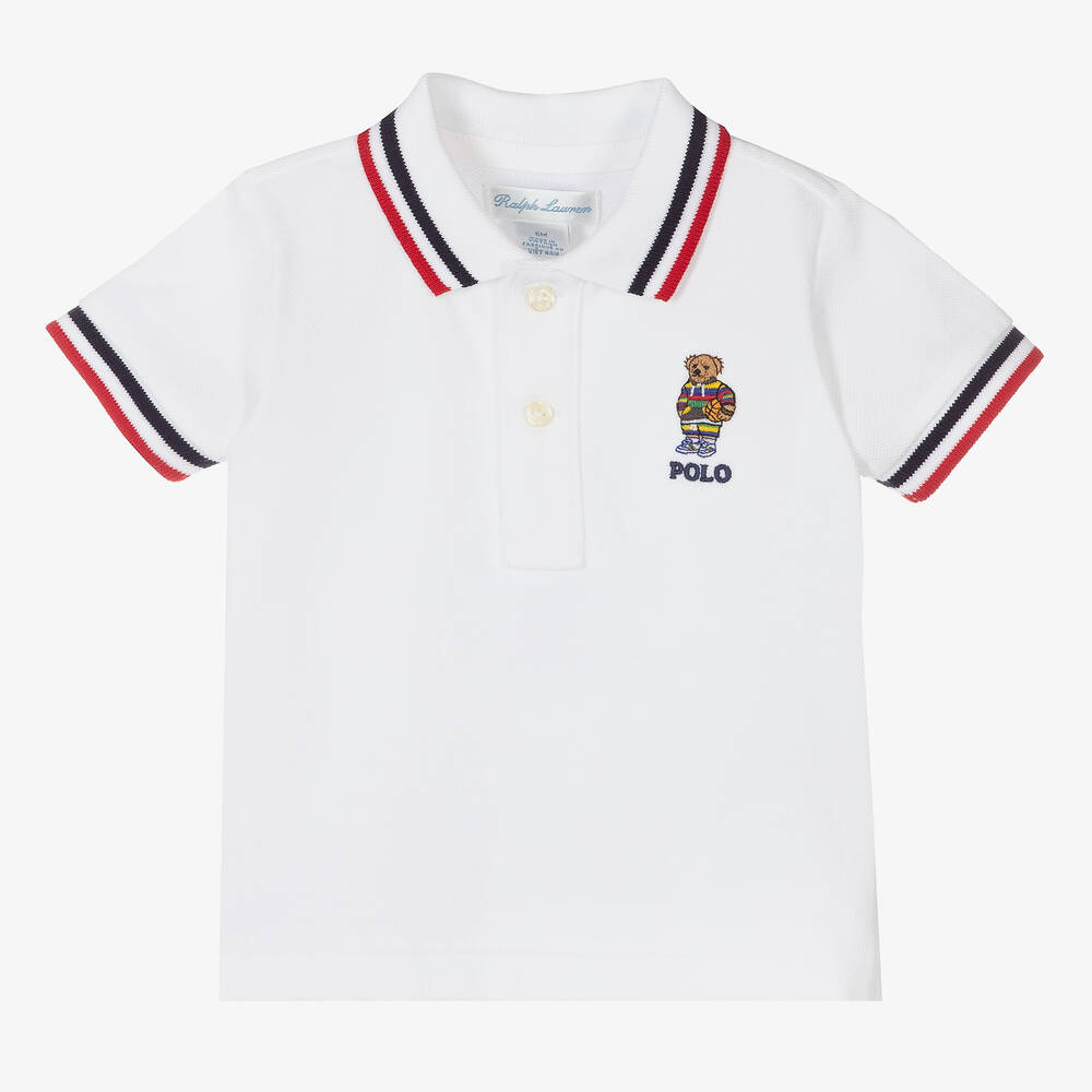Ralph Lauren - Baby Boys White Polo Shirt | Childrensalon