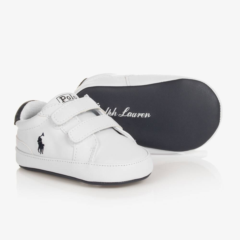 Ralph Lauren Baby Boys White Pre Walker Trainers Childrensalon Outlet