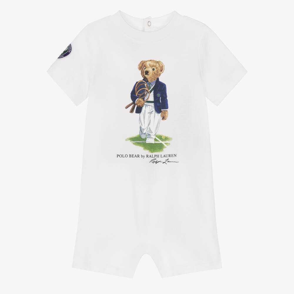 Ralph Lauren-Baby Boys White Wimbledon Collection Polo Bear Shortie | Childrensalon Outlet
