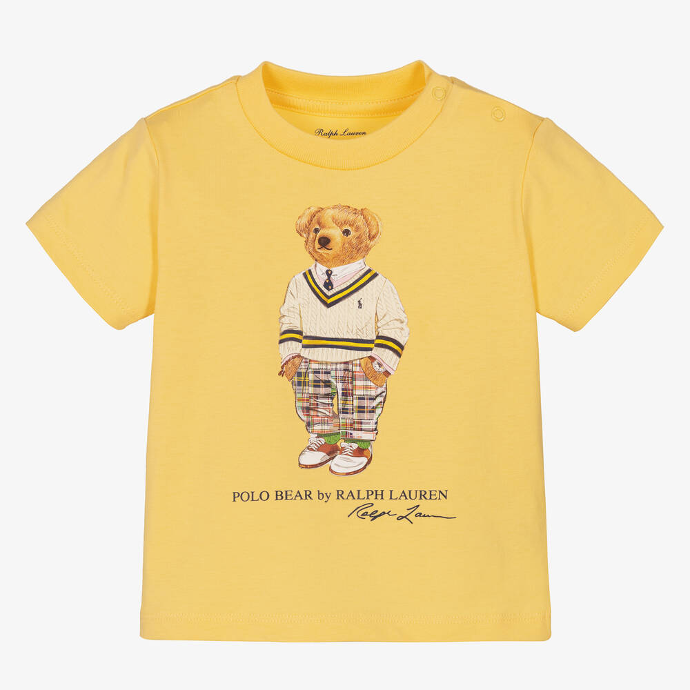 Ralph Lauren - تيشيرت قطن لون أصفر للمواليد | Childrensalon