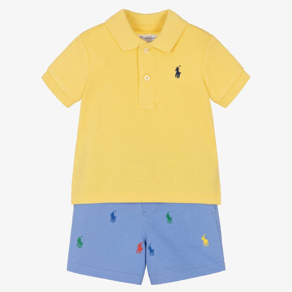 Ralph Lauren - Baby Boys Yellow & Blue Shorts Set | Childrensalon