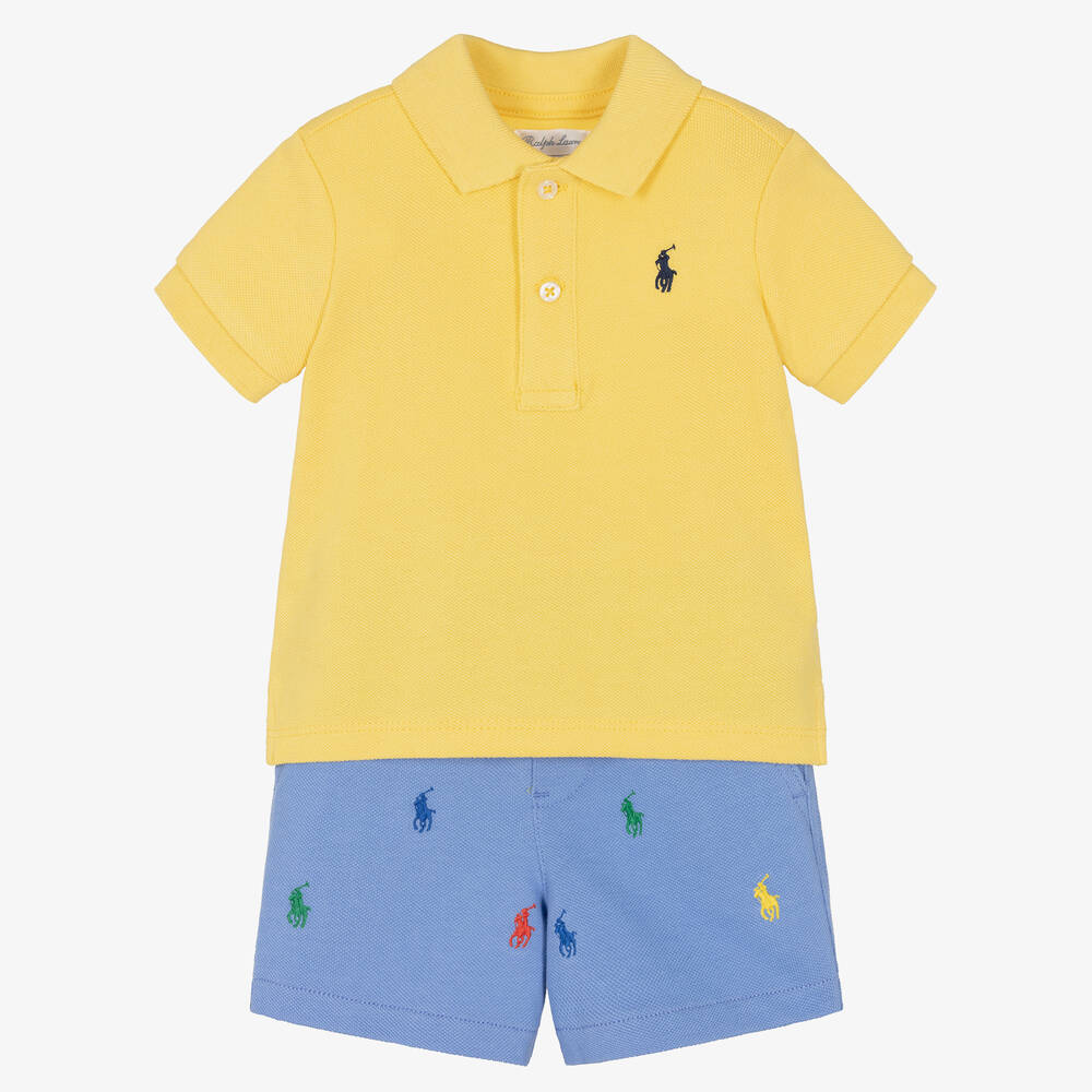 Ensemble short bleu et jaune b b