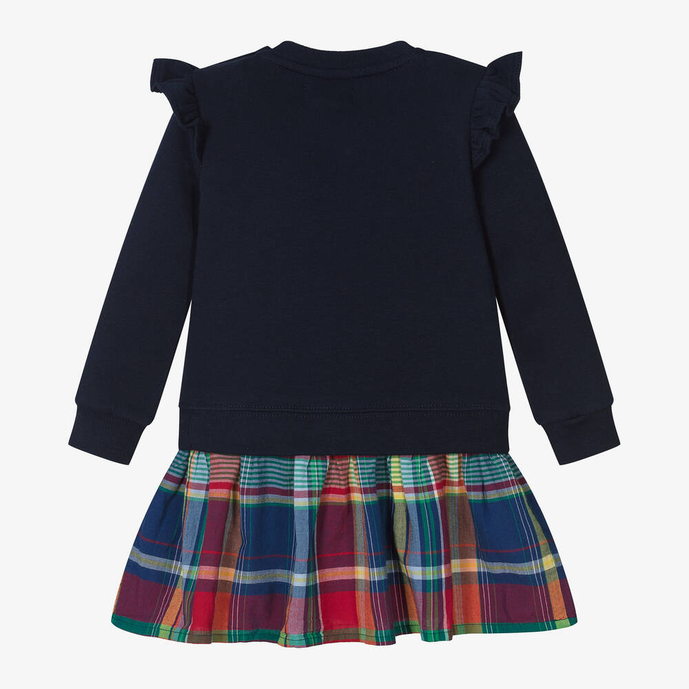 Ralph Lauren Baby Girls Blue Check Sweatshirt Dress