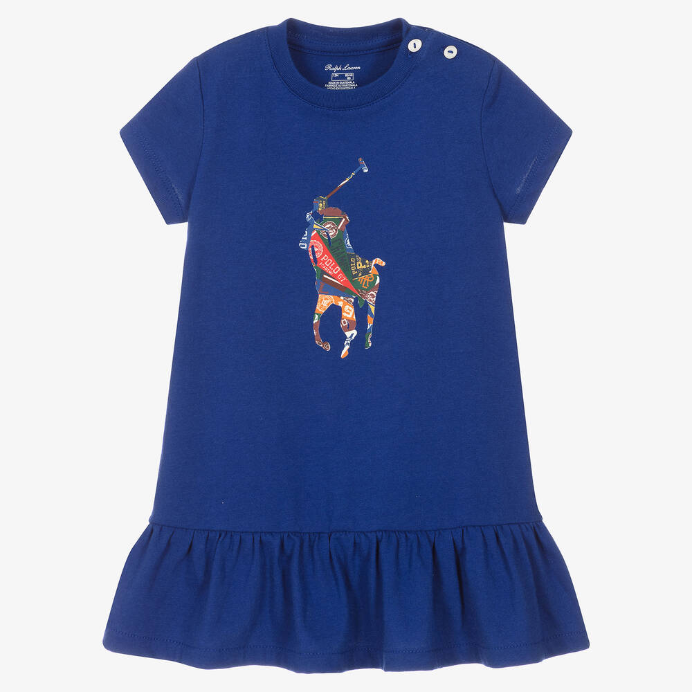 Ralph Lauren - Blaues Baumwollkleid (Baby M) | Childrensalon