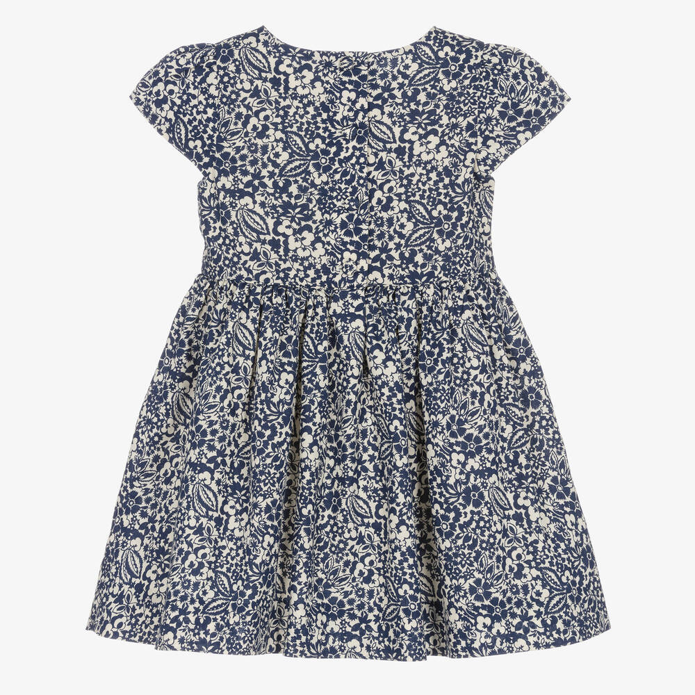 Ralph Lauren-Baby Girls Blue Cotton Floral Dress | Childrensalon Outlet