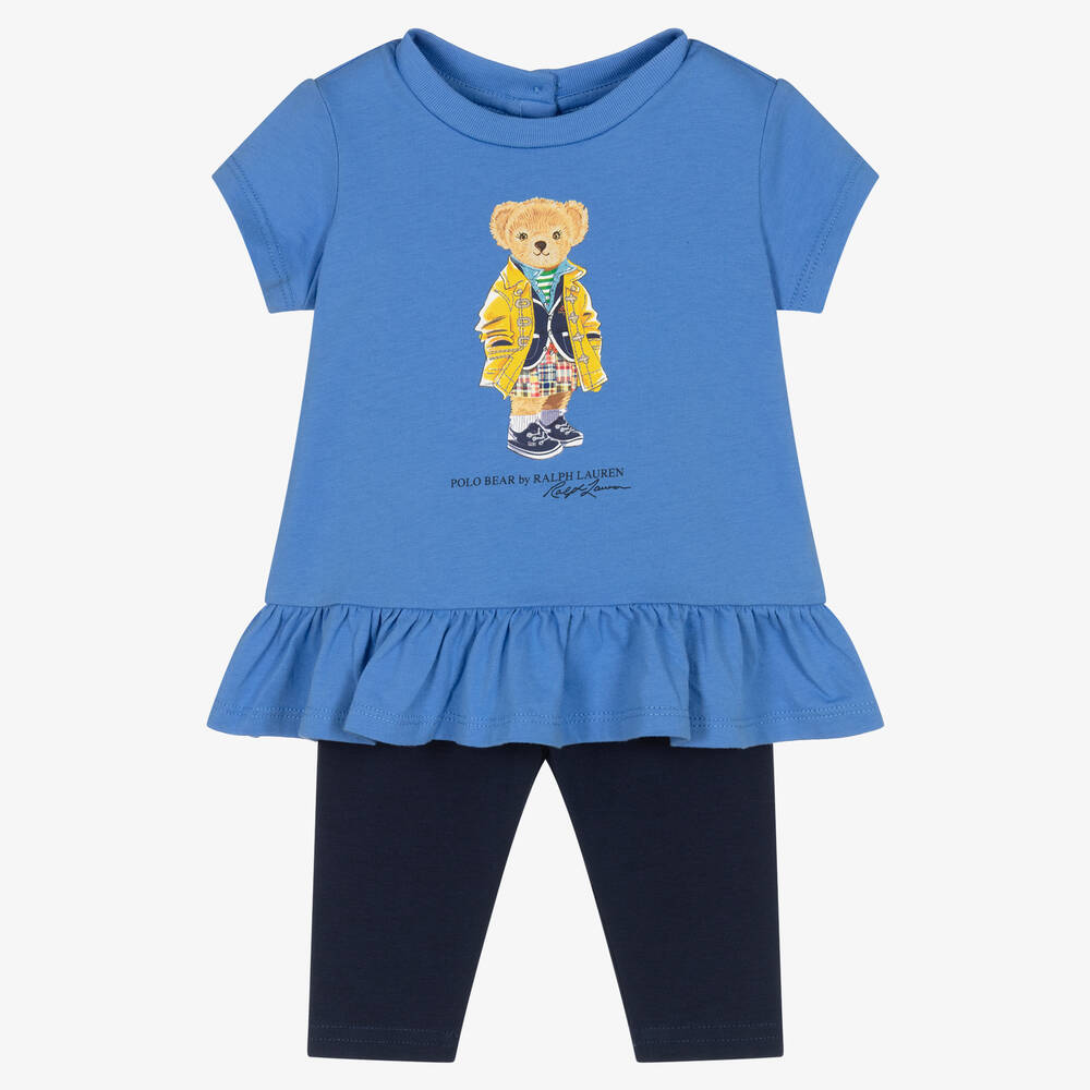 Ralph Lauren - Blaues Baumwoll-Leggings-Set | Childrensalon