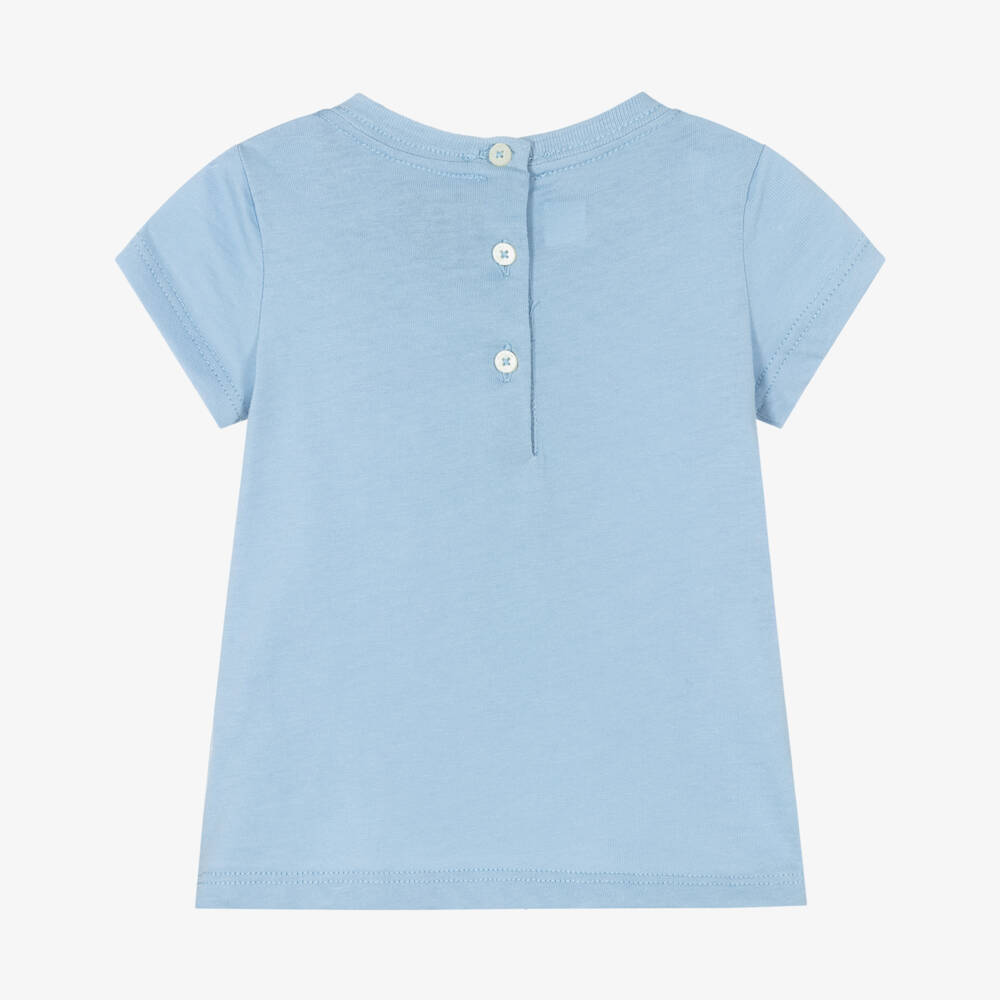 Ralph Lauren-Baby Girls Blue Cotton Polo Bear T-Shirt | Childrensalon Outlet
