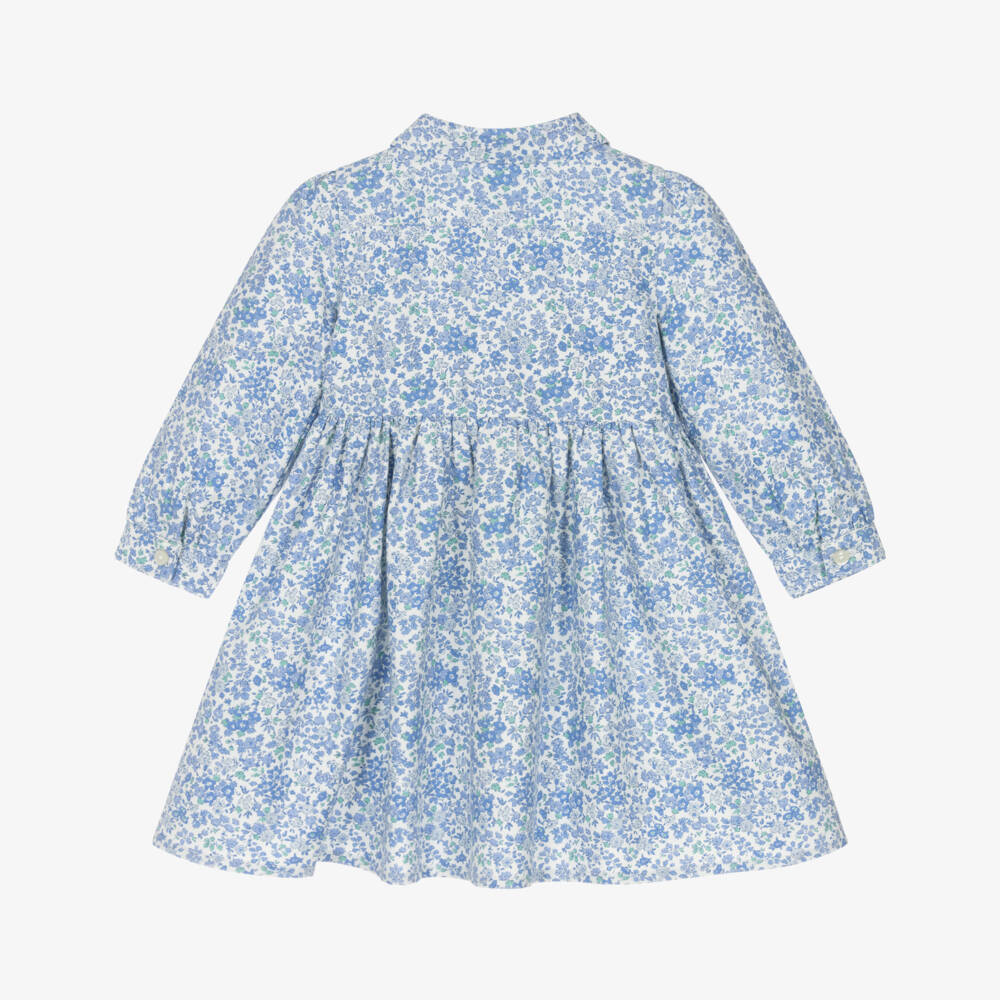 Ralph Lauren-Baby Girls Blue Floral Cotton Shirt Dress | Childrensalon Outlet