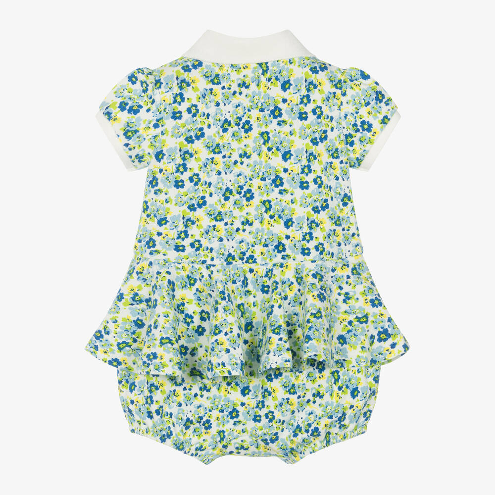Ralph Lauren-Baby Girls Blue Floral Polo Shortie | Childrensalon Outlet