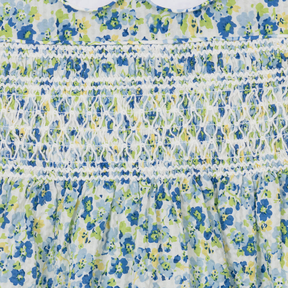 Ralph Lauren-Baby Girls Blue Floral Seersucker Dress | Childrensalon Outlet