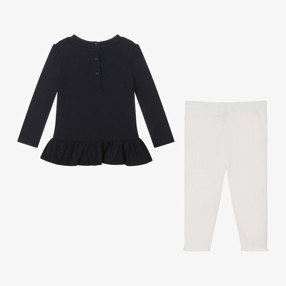 Ralph Lauren-طقم ليقنز لون عاجي وكحلي للمولودات | Childrensalon Outlet