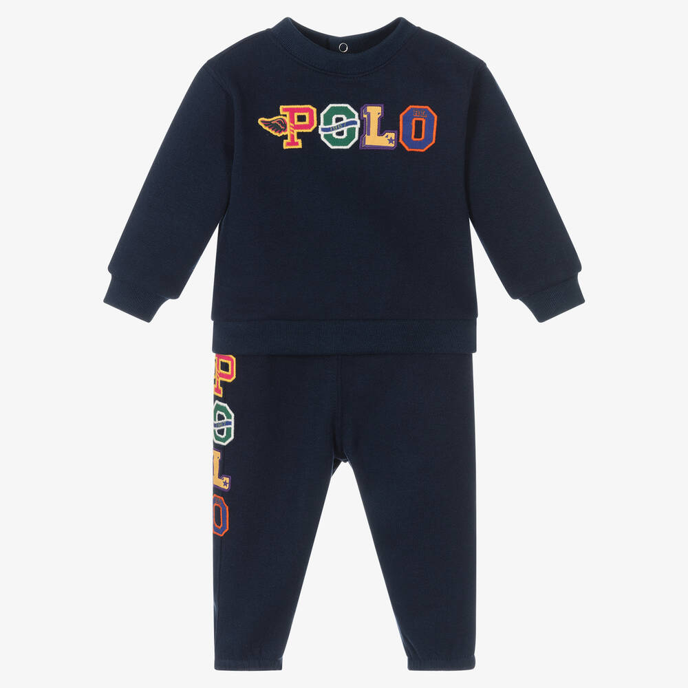 Ralph Lauren - Baby Girls Blue Logo Tracksuit | Childrensalon