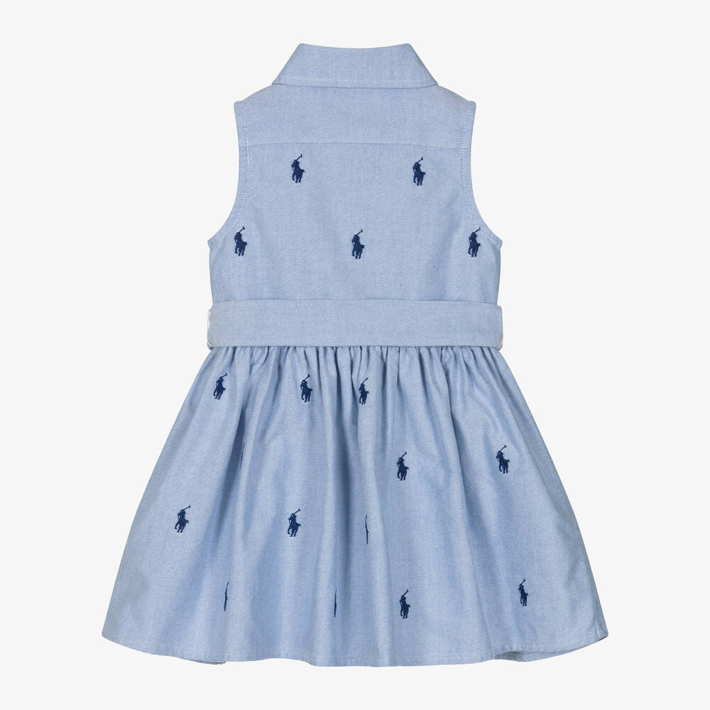 Ralph Lauren Baby Girls Blue Oxford Cotton Shirt Dress