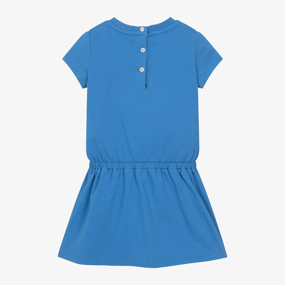 Ralph Lauren-فستان بطبعة بير قطن لون أزرق للمولودات | Childrensalon Outlet