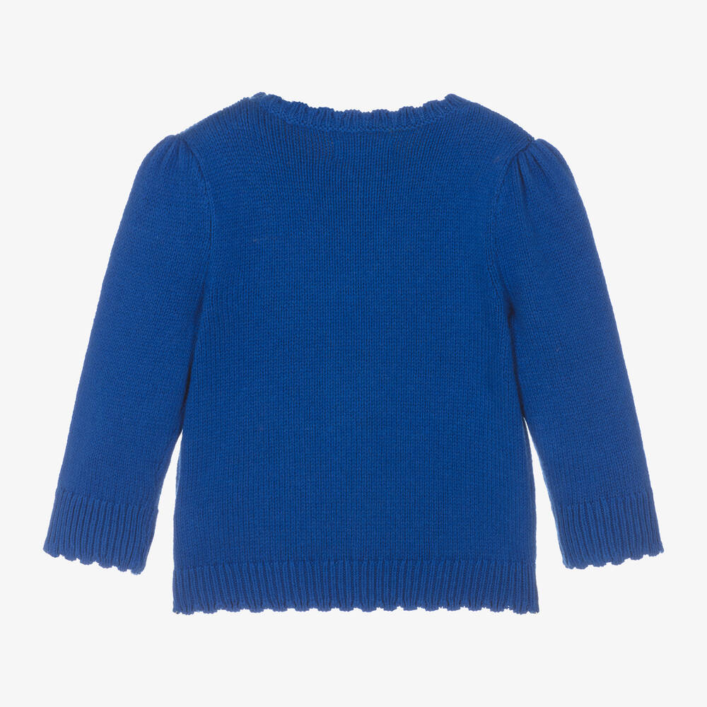 Ralph Lauren Pull bleu Polo Bear bebe fille Childrensalon Outlet