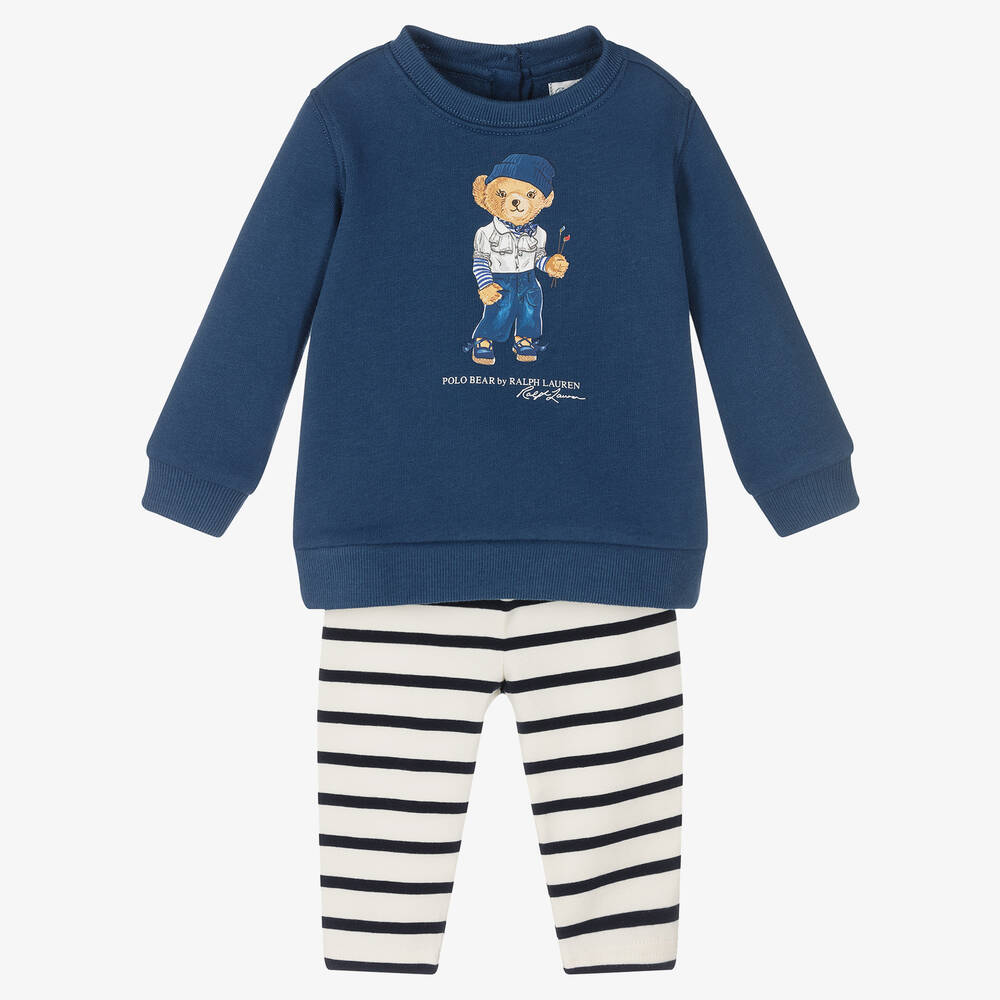Ralph Lauren - Blaues Polo Bear Baby-Leggings-Set | Childrensalon