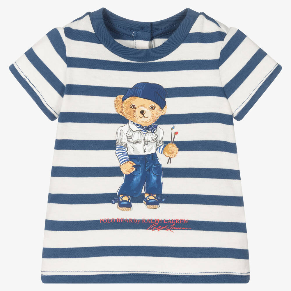 Ralph Lauren - Футболка в синюю полоску с медвежонком | Childrensalon