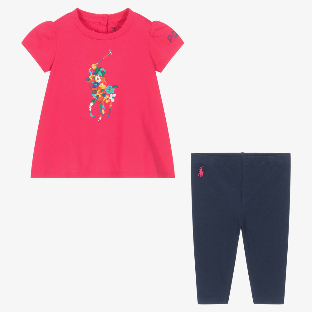 Ralph Lauren Baby Girls Cotton Top Legging Set