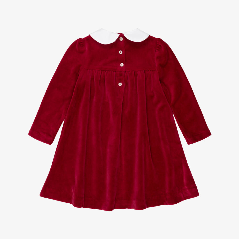 Ralph Lauren-Baby Girls Dark Red Velour Dress | Childrensalon Outlet
