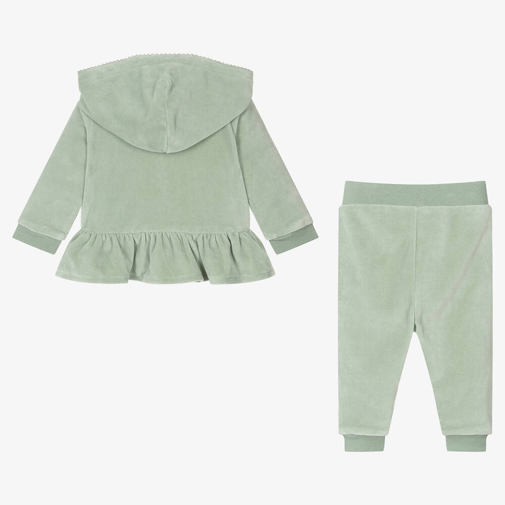 Ralph Lauren-بدلة رياضية قطن قطيفة لون أخضر للمولودات | Childrensalon Outlet