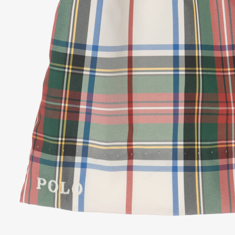 Ralph Lauren-Baby Girls Ivory & Green Tartan Dress | Childrensalon Outlet