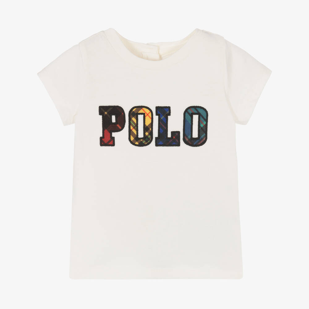 Ralph Lauren Baby Girls Ivory Logo T Shirt Childrensalon Outlet
