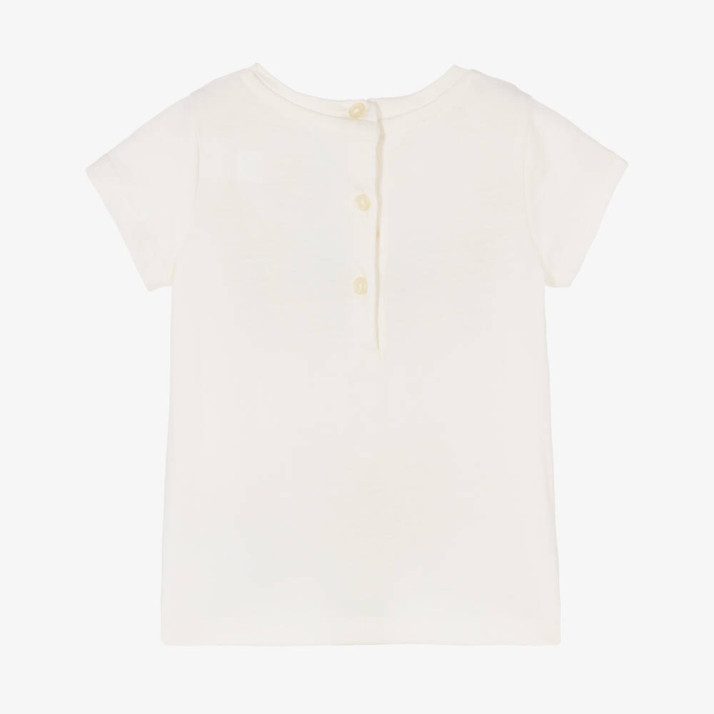 Ralph Lauren-تيشيرت قطن لون عاجي للمولودات | Childrensalon Outlet