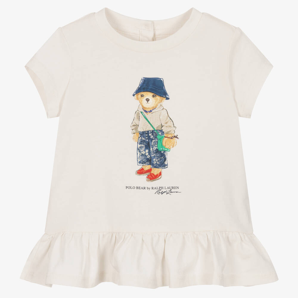 Ralph Lauren - Кремовая футболка с медвежонком | Childrensalon