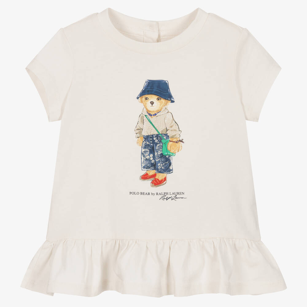 Ralph Lauren - Polo ivoire Polo Bear bébé fille | Childrensalon