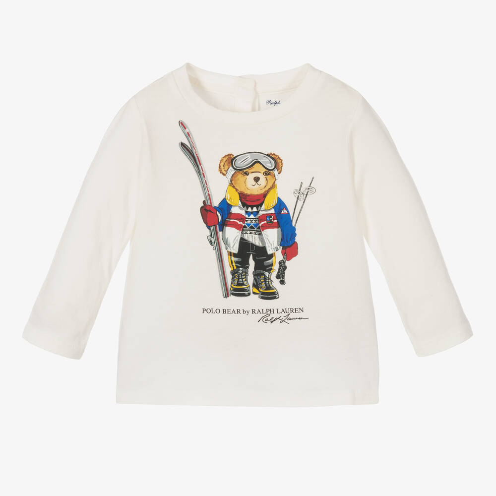 Ralph Lauren - Baby Girls Ivory Polo Bear Top | Childrensalon