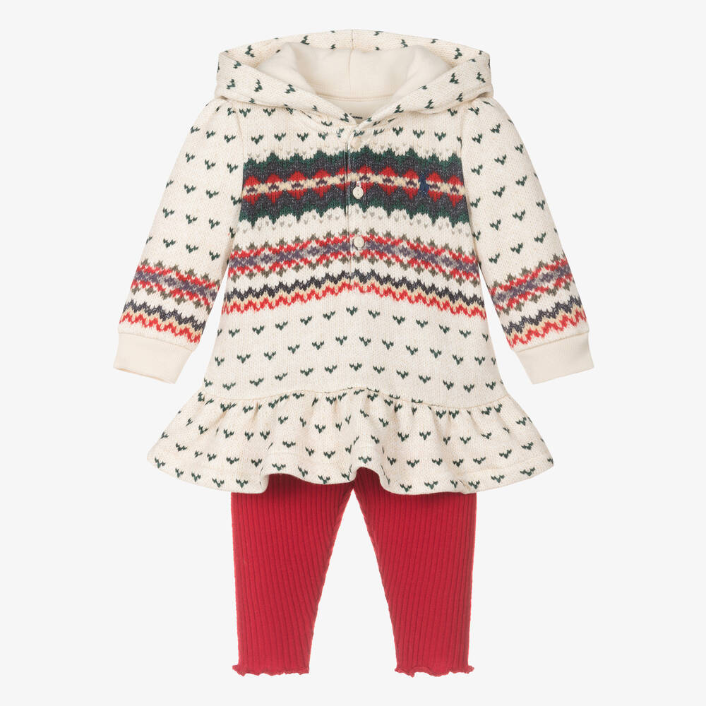 Ralph Lauren - Baby Girls Ivory & Red Leggings Set | Childrensalon