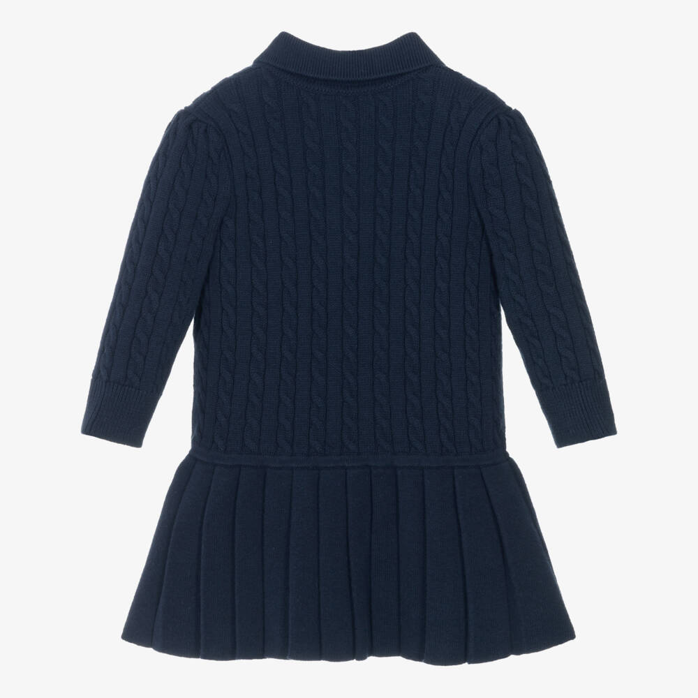 Ralph Lauren-Baby Girls Navy Blue Cable Knit Dress | Childrensalon Outlet
