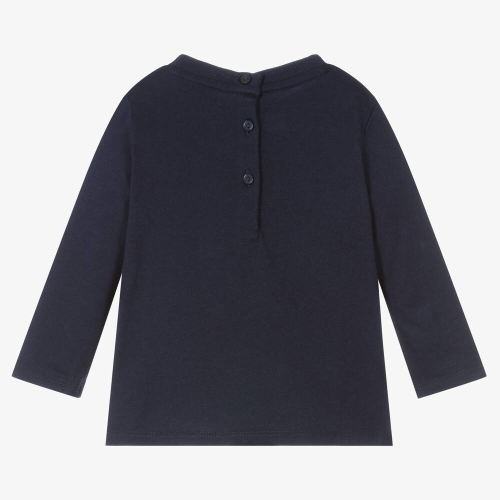 Ralph Lauren-Baby Girls Navy Blue Cotton Top | Childrensalon Outlet