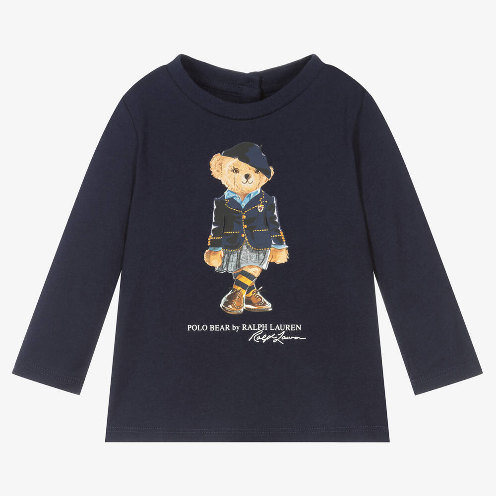 Ralph Lauren - Haut marine coton Bébé fille | Childrensalon