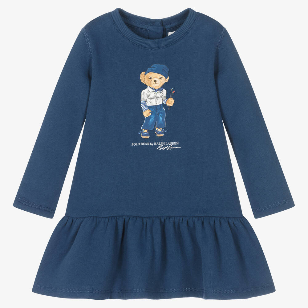 Ralph Lauren - Navyblaues Polo Bear Babykleid (M) | Childrensalon