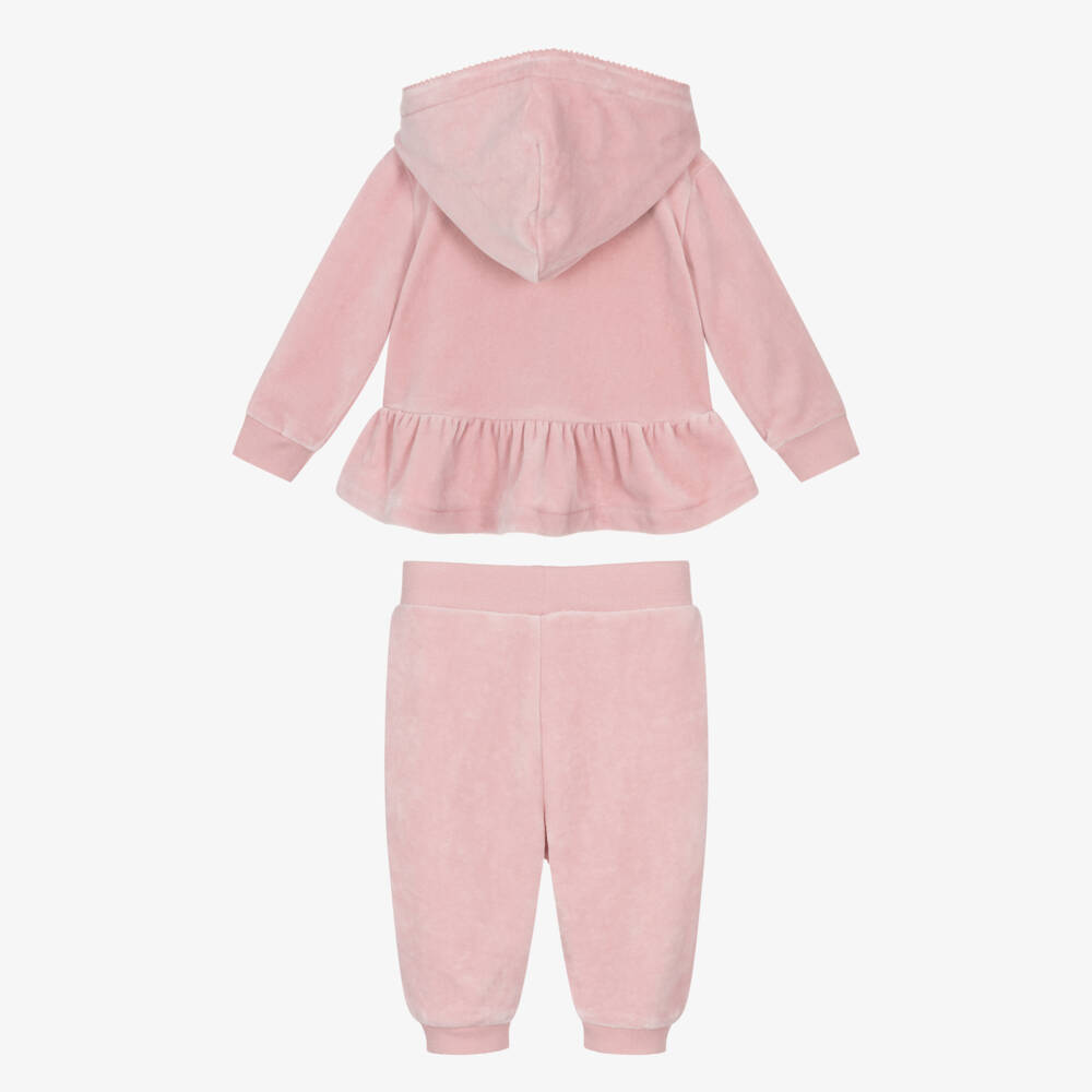 Ralph Lauren-Baby Girls Pale Pink Velour Hooded Tracksuit | Childrensalon Outlet