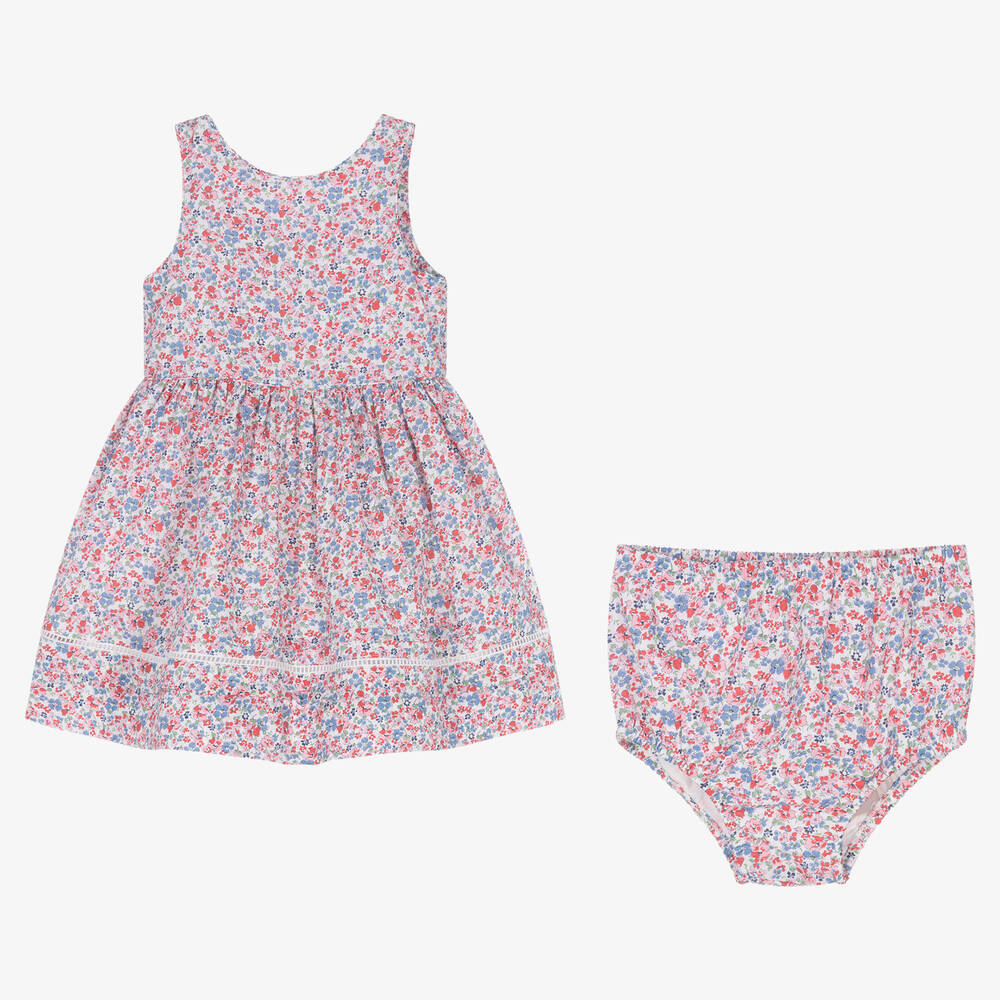 Ralph Lauren-Baby Girls Pink & Blue Floral Cotton Dress | Childrensalon Outlet