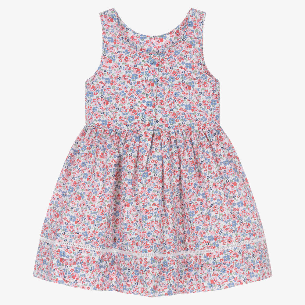 Ralph Lauren-Baby Girls Pink & Blue Floral Cotton Dress | Childrensalon Outlet