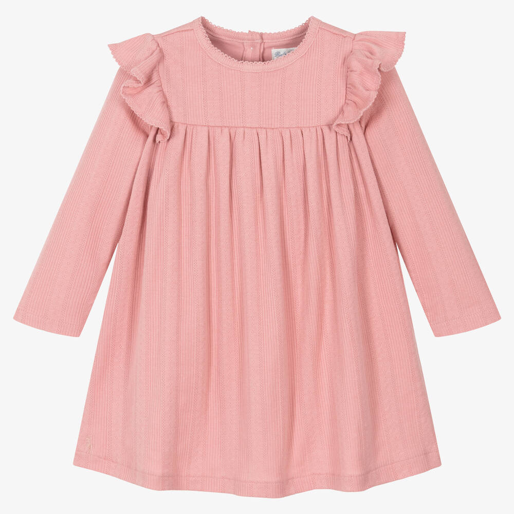 Ralph Lauren - Baby Girls Pink Cotton Jersey Dress | Childrensalon