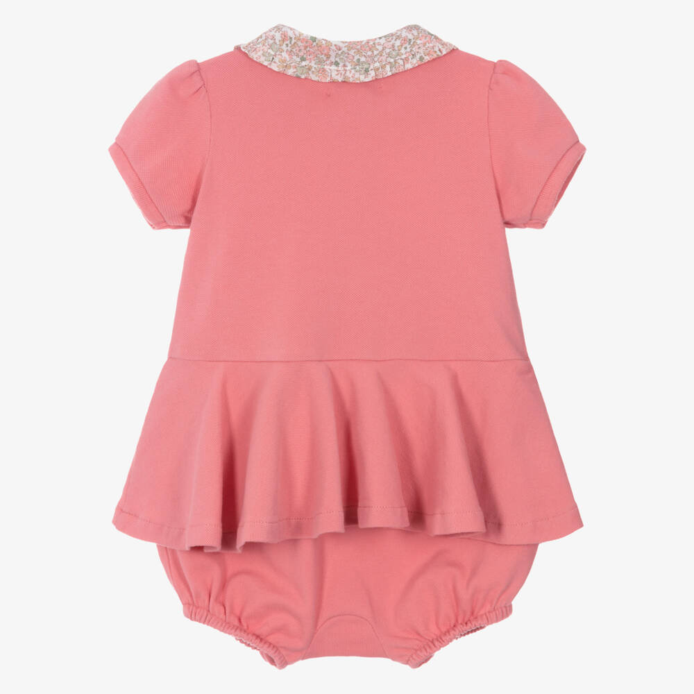 Ralph Lauren-Baby Girls Pink Cotton Piqué Shortie | Childrensalon Outlet