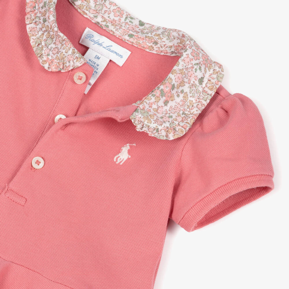 Ralph Lauren-Baby Girls Pink Cotton Piqué Shortie | Childrensalon Outlet