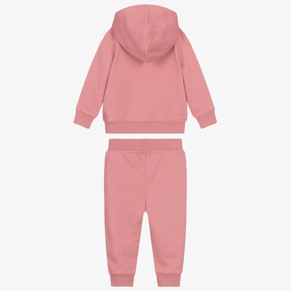 Ralph Lauren-Baby Girls Pink Cotton Ruffle Tracksuit with Pony Logo | Childrensalon Outlet