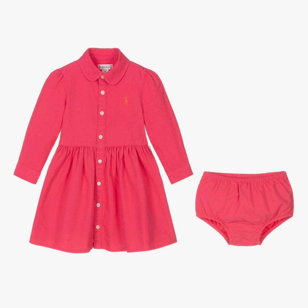 Ralph Lauren-Baby Girls Pink Cotton Shirt Dress | Childrensalon Outlet