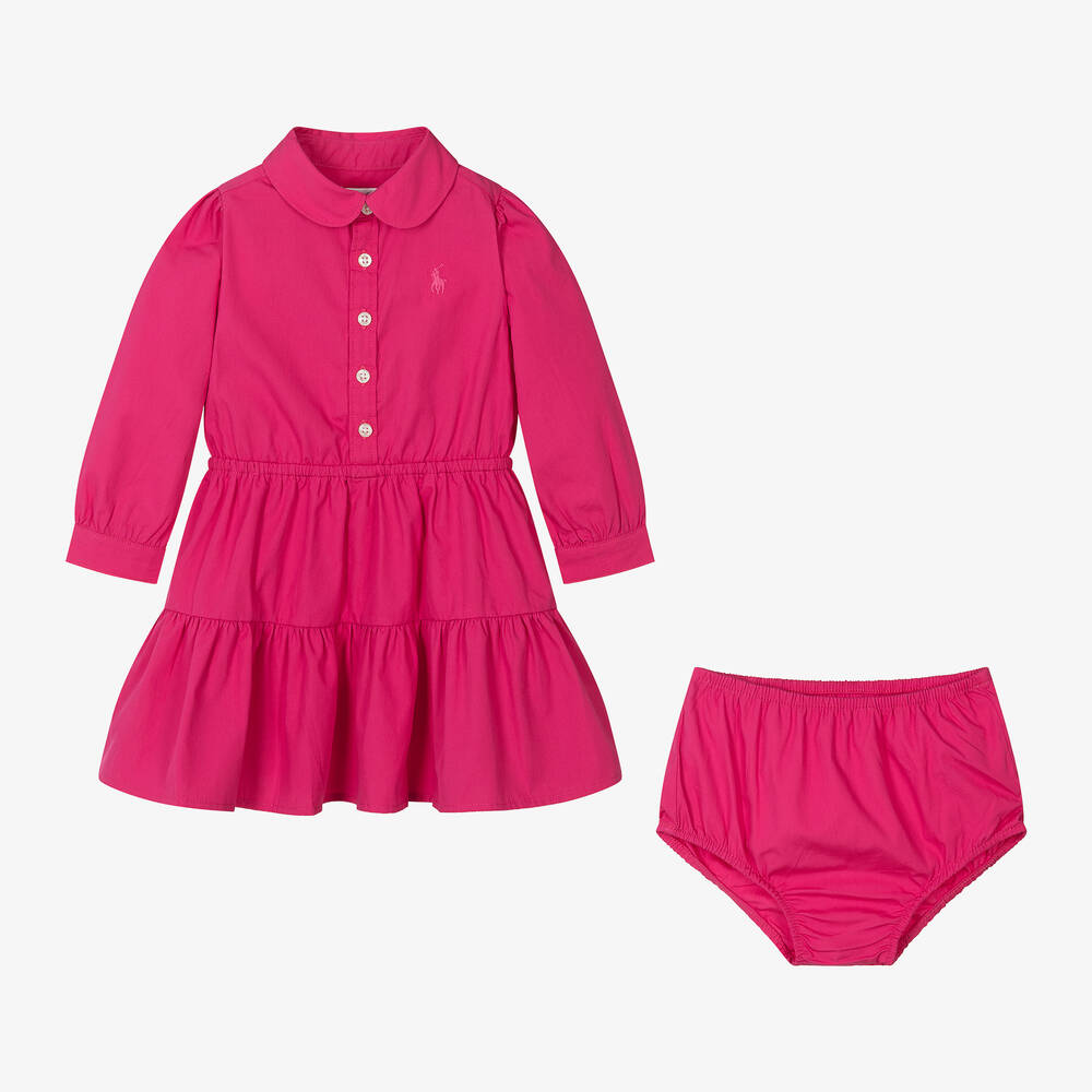 Ralph Lauren-Розовое хлопковое платье-рубашка для малышек | Childrensalon Outlet
