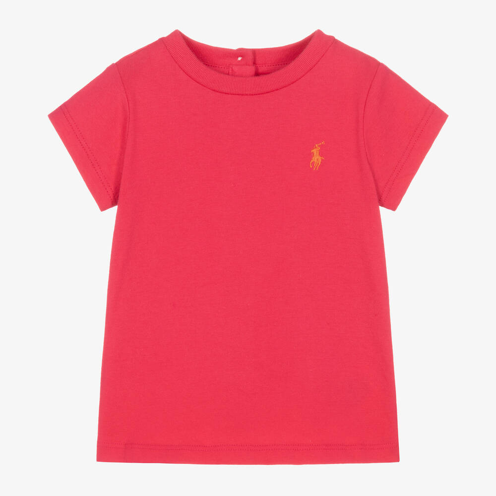 Ralph Lauren - T-shirt rose en coton pour bébé fille | Childrensalon