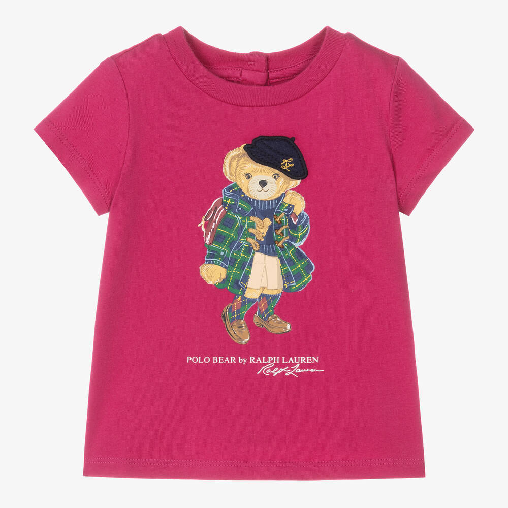 Ralph Lauren - Baby Girls Pink Cotton T-Shirt | Childrensalon