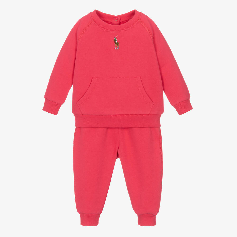 Ralph Lauren - Survêtement rose en coton bébé fille | Childrensalon