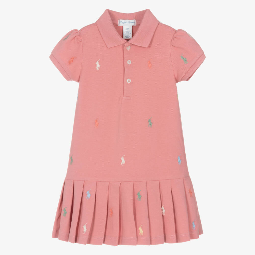 Ralph Lauren-فستان بولو وردي للبنات | Childrensalon Outlet