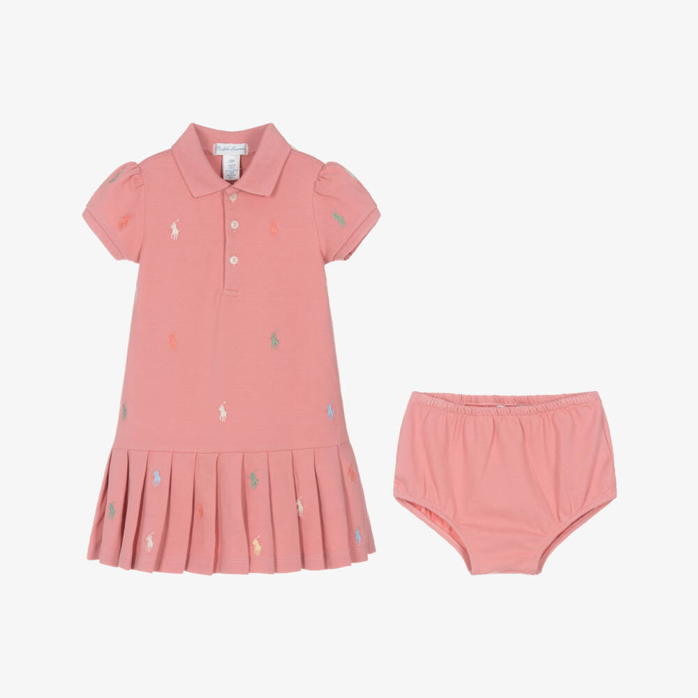 Ralph Lauren-فستان بولو وردي للبنات | Childrensalon Outlet